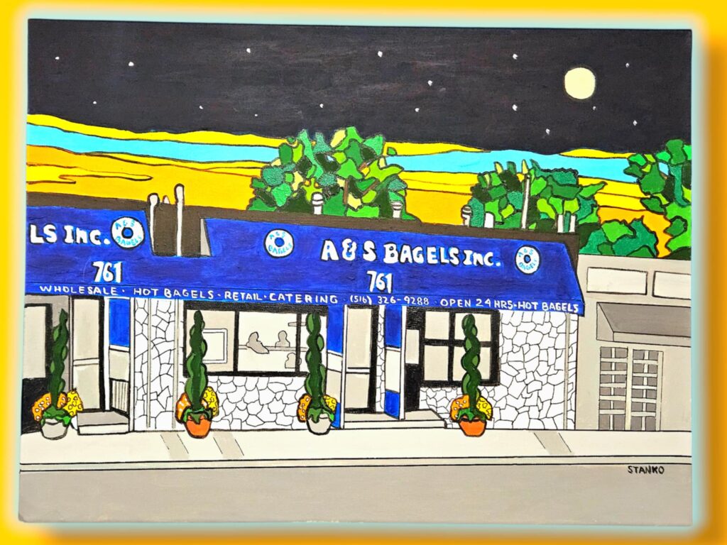 A&S Bagels Retail Shop Painting by Mike Stanko. 
